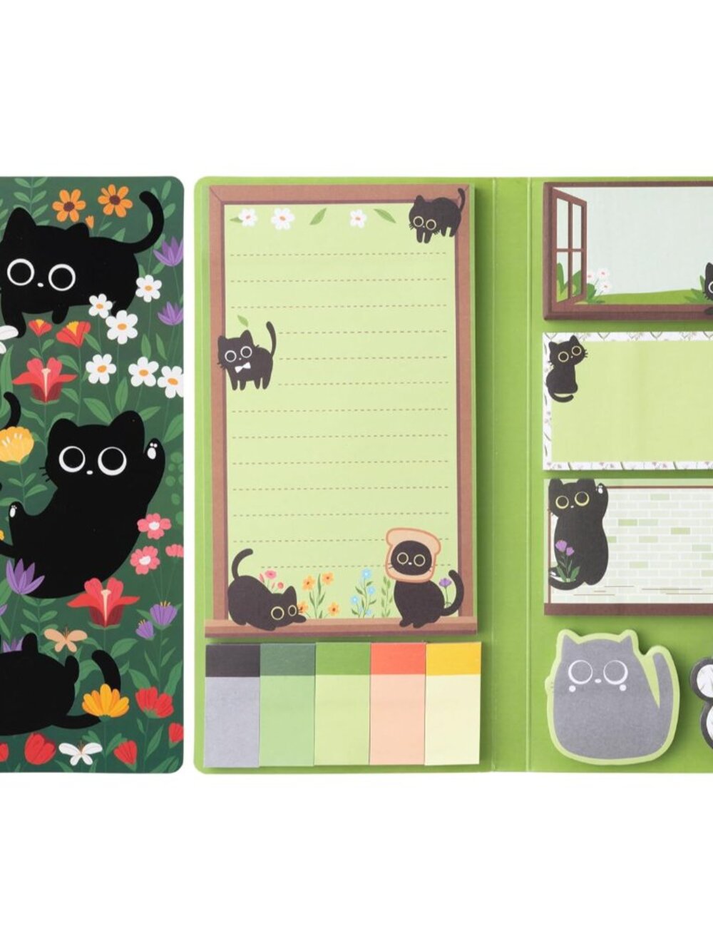 Sticky Notes Set - 550 Sheets Memo Writing Pad Cat Floral Design